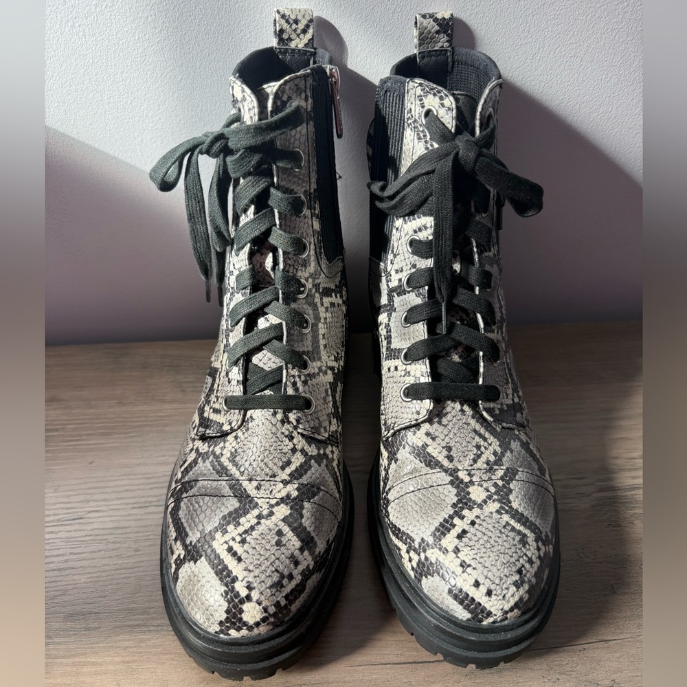 Circus by Sam Edelman Black and Gray Python Snakeskin Boots